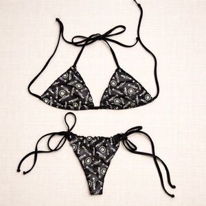 ✨OF Logo Print Micro Bikini Set | Sexy Tie Side Thong Size S